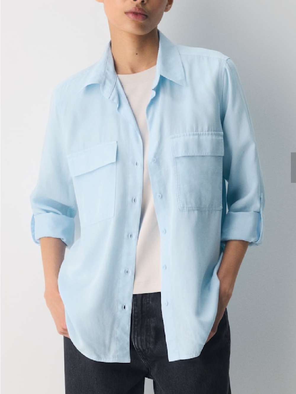 Aritzia Babaton Utility Shirt Light Blue Size S